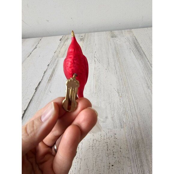 Glass bird ornament clip red glitter feather mini Xmas tree - Picture 7 of 7